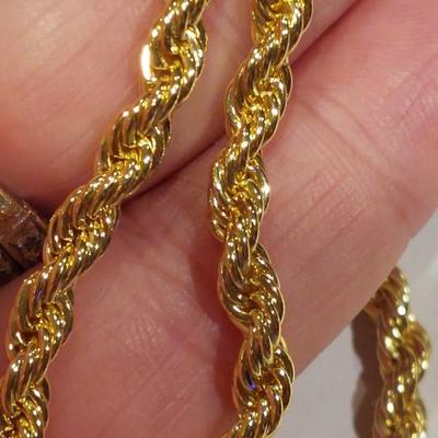 Marked 14K Yellow Gold Rope Chain Necklace (6 mm, 36 inch)
