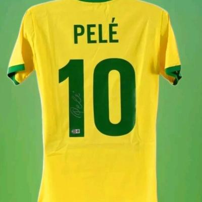 Pele Soccer Player Signed Jersey with BAS Beckett COA