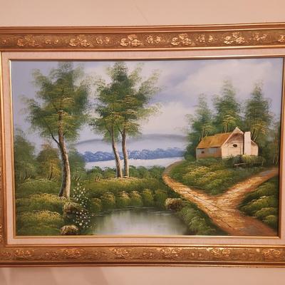 Forest Cabin Painting