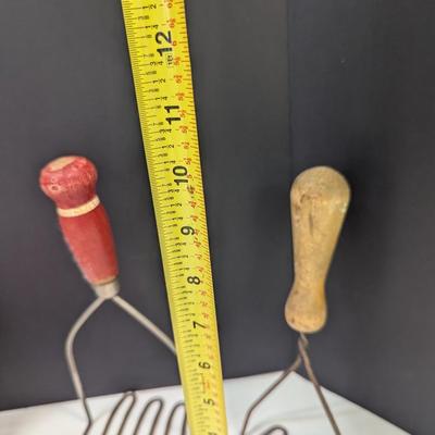 Antique Utensils & Vintage Wooden Handled Potato Mashers