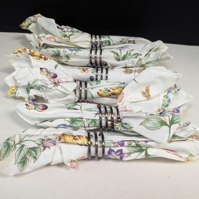 6 - Butterfly/Flower Napkins With Rings