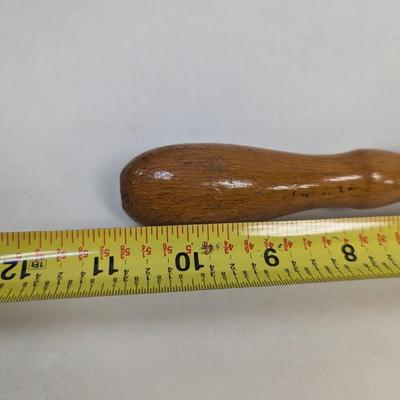 Vintage Brass Work Wooden Handle Measuring Tape