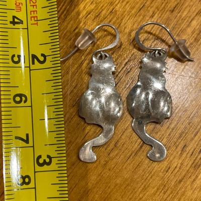 Sterling cat profile earrings