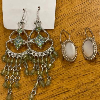 NV sterling mother of pearl and dangling earrings