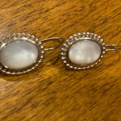 NV sterling mother of pearl and dangling earrings