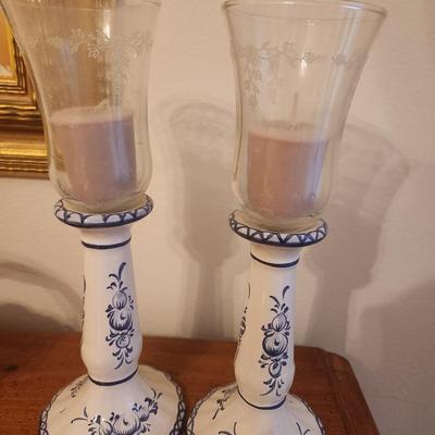 Blue and white Candleholders