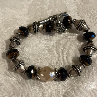 Sterling chain and black onyx pendant with fun bracelet