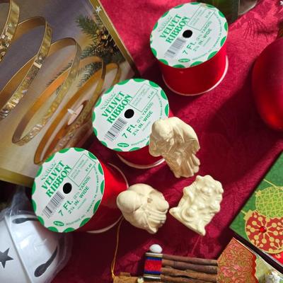 Christmas mugs, and Holiday cheer home decor including tablecloth, stationary and more - some brand new!