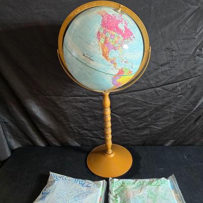 Replgle World nation series 12" diameter globe - LeRoy Tolman - with two America themed puzzles new in the bags