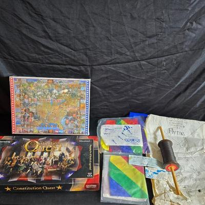 Civil war puzzle - Constitution Quest game - and a really nice Fly me kite kit with string.