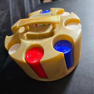 Board games - poker chips - card shuffler machine - Flinch - Dominoes and a deck of cards