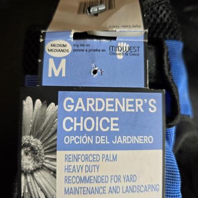 Gardening items - new gloves - plant stands - Pocket hose - Flowerbed decor and more