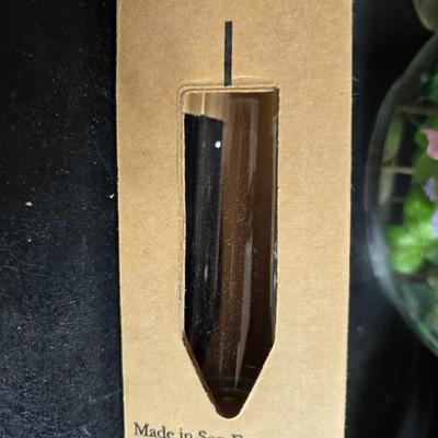 Garden decor - Hanging clothesline bag with new pins - Sunflower wind chime - floating fish - vases and more