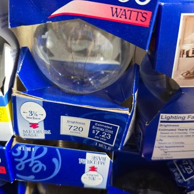 Box of 60 watt 3 1/8 globe shaped light bulbs for bathroom vanity