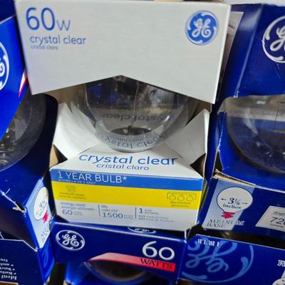 Box of 60 watt 3 1/8 globe shaped light bulbs for bathroom vanity