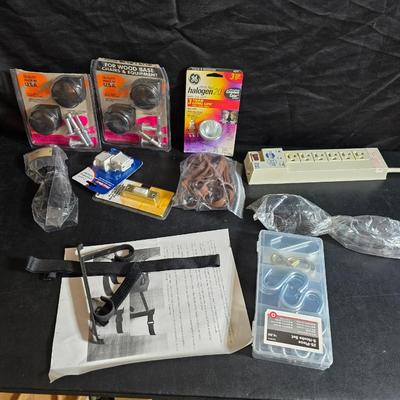 Home hardware - S hooks = brackets - surge protector - doorbell - caster wheels and more