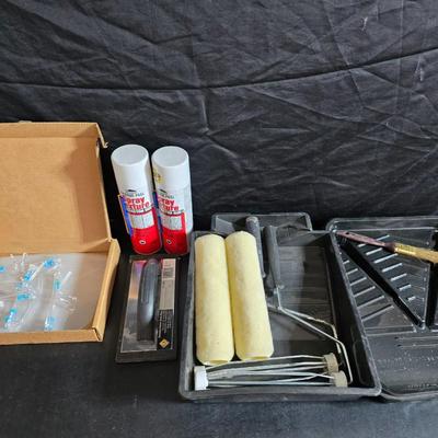 Home hardware - paint pans with rollers - face shield masks - Spray texture and more