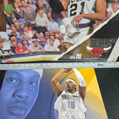 1990 Starline Inc. Chicago Bulls Licensed to Jam poster - Denver Nuggets Anthony poster and a sports trivia book set