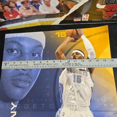 1990 Starline Inc. Chicago Bulls Licensed to Jam poster - Denver Nuggets Anthony poster and a sports trivia book set