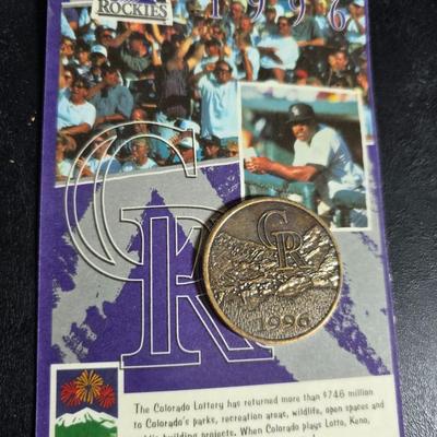 Baseball fans! Rickey Henderson poster - Colorado Rockies memorabilia = Unopened pack of upper deck cards - coin - Gary Sheffield popup...