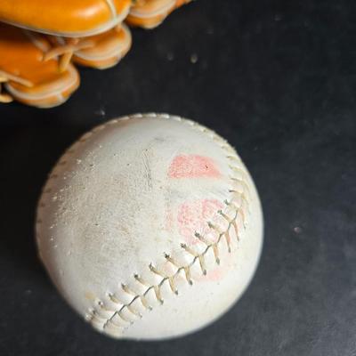 Baseball - brand new Rawlings batter helmet - leather baseball glove with ball and Rockies memorabilia