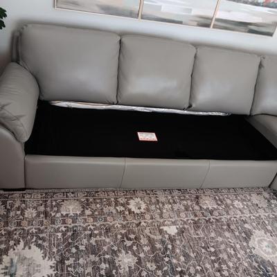 GORGEOUS GRAY ITALIAN LEATHER SECTIONAL SOFA WITH A HIDE A BED *like new*