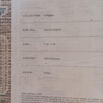 LIKE NEW CONDITION! CALLAGHAN AREA RUG MADE IN TURKEY AND IN