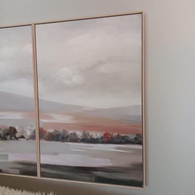 3 PIECE PANORAMIC OIL ON CANVAS WALL HANGING
