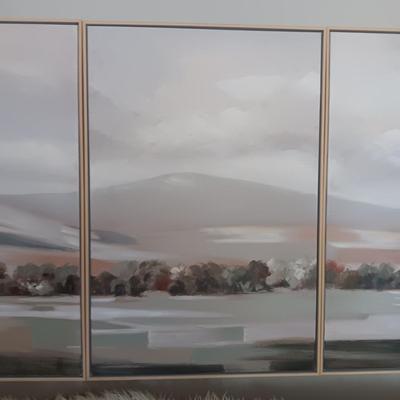3 PIECE PANORAMIC OIL ON CANVAS WALL HANGING