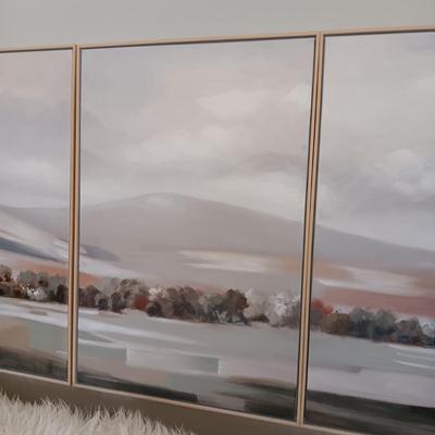 3 PIECE PANORAMIC OIL ON CANVAS WALL HANGING