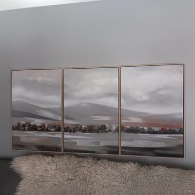 3 PIECE PANORAMIC OIL ON CANVAS WALL HANGING