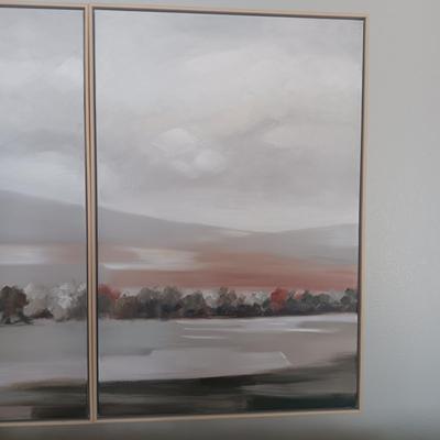 3 PIECE PANORAMIC OIL ON CANVAS WALL HANGING