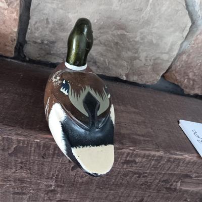 2 WOODEN HAND CARVED DUCKS, 1 IS SIGNED