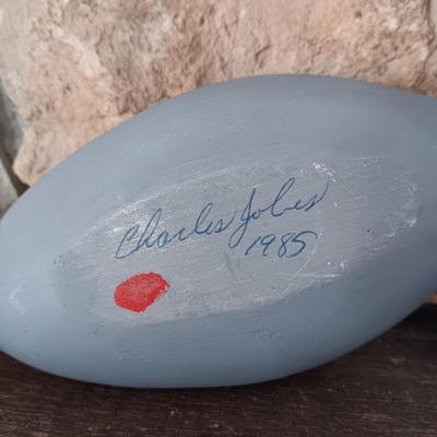 2 WOODEN HAND CARVED DUCKS, 1 IS SIGNED