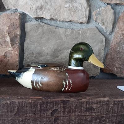 2 WOODEN HAND CARVED DUCKS, 1 IS SIGNED