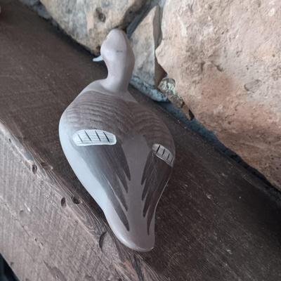 2 WOODEN HAND CARVED DUCKS, 1 IS SIGNED