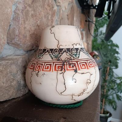 SIGNED "TANNIA" NAVAJO POTTERY AND RESIN TYPE HORSE STATUE