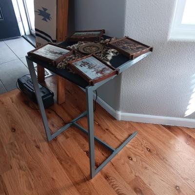 HOME DECOR AND A SIDE TABLE THAT SLIDES UNDER COUCH, CHAIR ETC