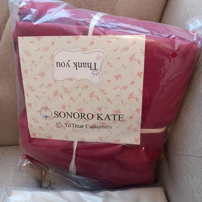 NEW SONORO KATE SET OF QUEEN SHEETS AND NEW 2 PANEL BEIGE CURTAINS 45" LONG