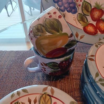 BLACK FOREST FRUITS DINNERWARE SERVICE FOR 4 WITH EXTRAS