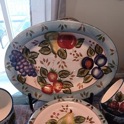 BLACK FOREST FRUITS DINNERWARE SERVICE FOR 4 WITH EXTRAS