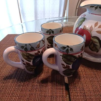 BLACK FOREST FRUITS PITCHER AND COFFEE MUGS