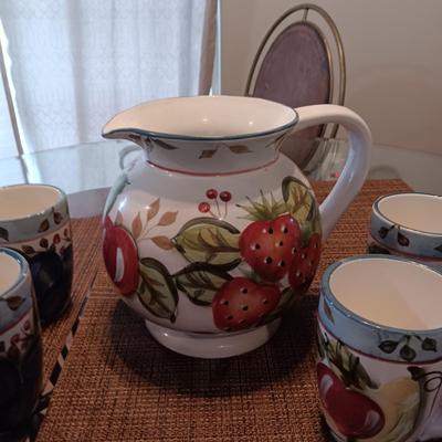 BLACK FOREST FRUITS PITCHER AND COFFEE MUGS