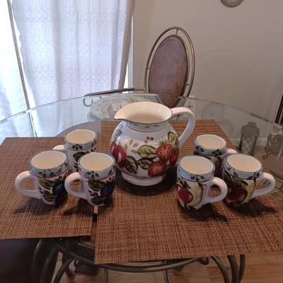 BLACK FOREST FRUITS PITCHER AND COFFEE MUGS