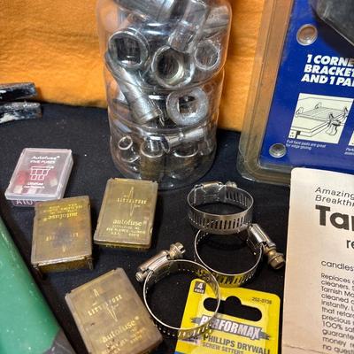 Sale Photo Thumbnail #542: Pipe cutter, hammer, sockets, fuses, and more