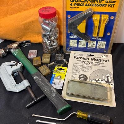 Sale Photo Thumbnail #540: Pipe cutter, hammer, sockets, fuses, and more
