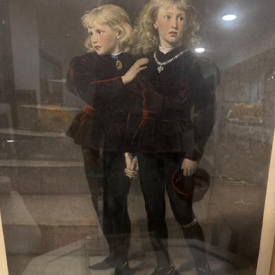 Sale Photo Thumbnail #581: 28x39 Twins in the Tower vintage print & 11x14 frame