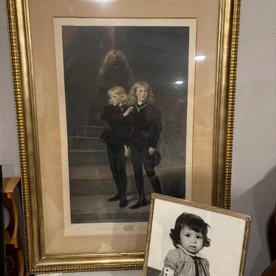 Sale Photo Thumbnail #577: 28x39 Twins in the Tower vintage print & 11x14 frame