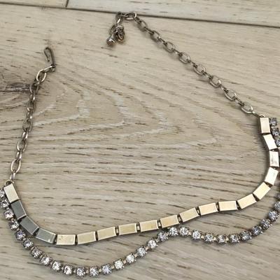 Vintage Silver-tone, rhinestone choker necklace