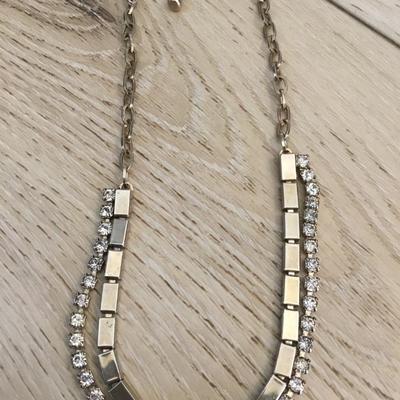 Vintage Silver-tone, rhinestone choker necklace